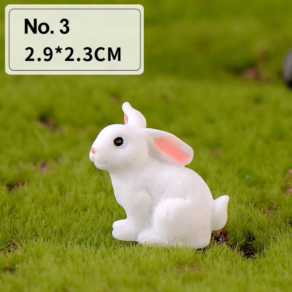 Fairy Garden Micro Landscape Resin Bunny Statue Miniature Rabbit Figurine Dollhouse Ornament White Hare Mini Animal Oasis Select No. 3