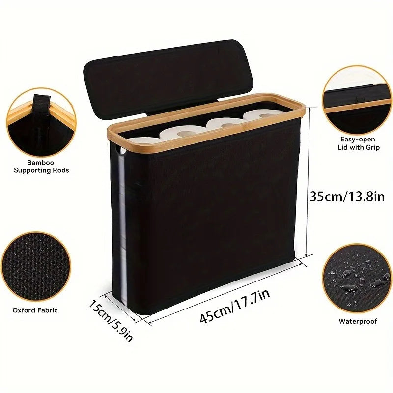 Toilet Paper Storage 28L, Toilet Paper Basket with Lid for Bathroom Storage Organizer, Free Standing Holds Up to 9-12 Rolls Oasis Select