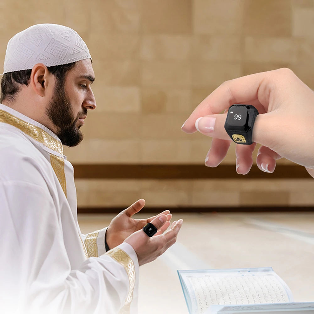 Smart Bluetooth App Ring Counter OLED Digital Display Alarm Clock Prayer Time Vibration Reminder Muslims Zikr Tally Counters Oasis Select