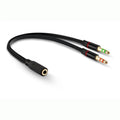 To Laptop PC 1 Female to 2 male Micphone Audio Cable 3.5 mm Y Splitter Adapter Oasis Select black