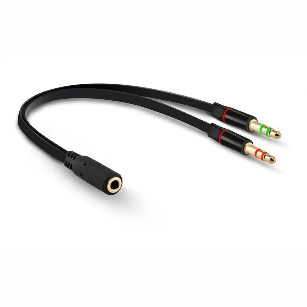 Connected Cord Micphone Earphone Y Splitter Audio Cable 3.5 mm Adapter Oasis Select black