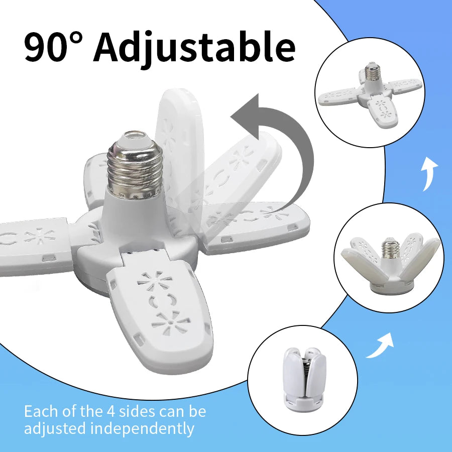 E27 28W Foldable Fan LED Bulb 360° – Garage & Home Light LED Light Bulb Oasis Select