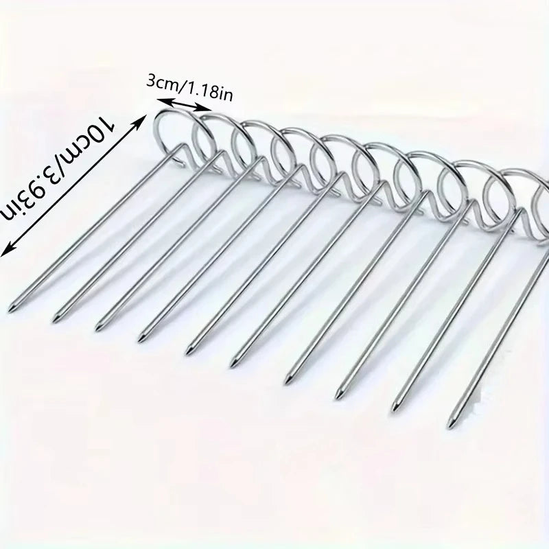 10/5pcs Multifunctional 304 Stainless Steel Barbecue Skewers Air Fryer Oven Vertical Baking Needle Reusable Food Grade Material Oasis Select