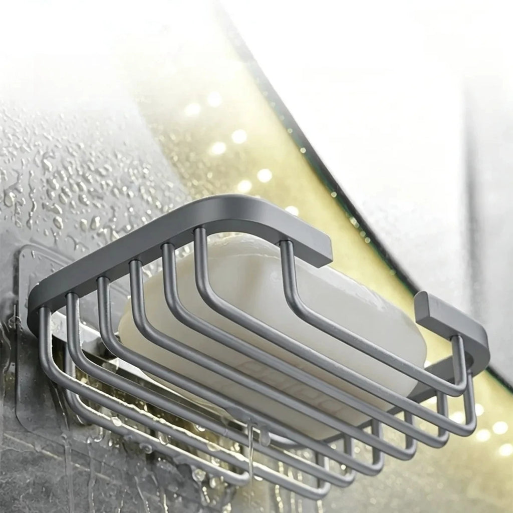 Lightweight Aluminum Alloy Soap Storage Tray Self Stick Wall Mounted Bracket Drill Shower Soap Container Tidy Washroom Accessory Oasis Select