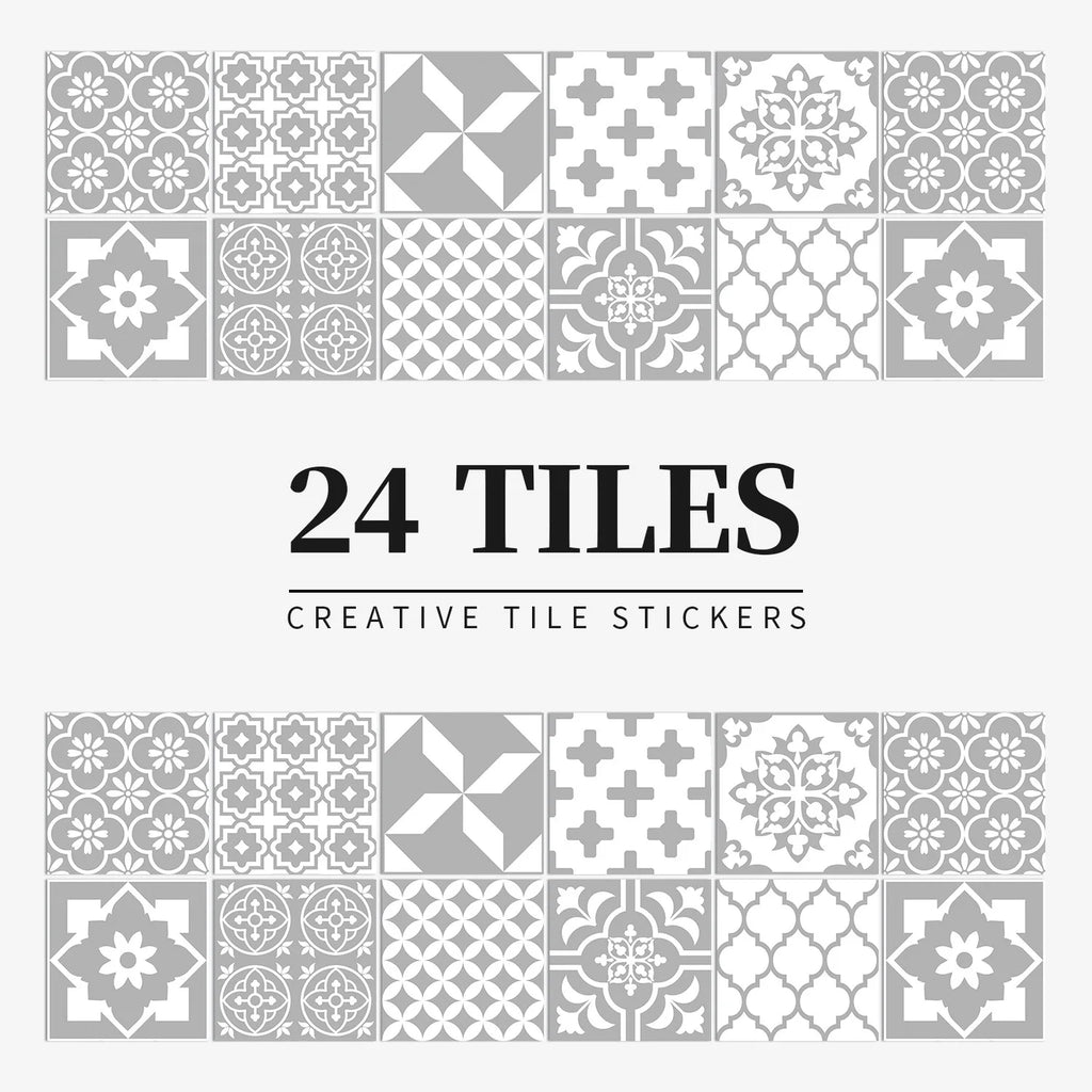 Mandala Tile Self-adhesive Wall Paste Waterproof and Oil-proof Kitchen and Bathroom Wall Decorative Tile Paste Stickers Oasis Select HZ060 15cm x 15CM x 24PCS
