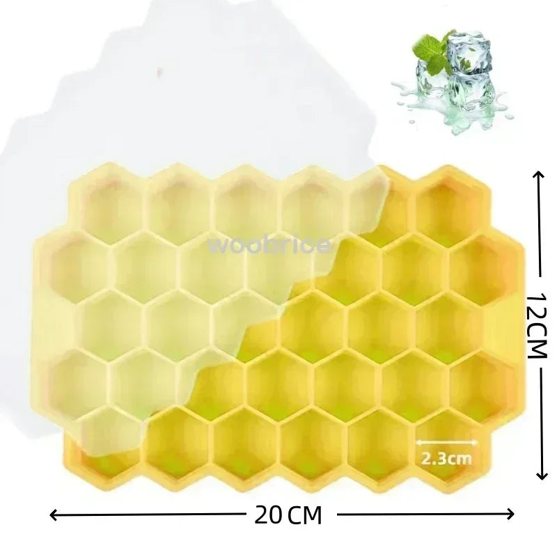 Ice Molds Silicone Honeycomb Hexagonal Template Popsicle Cube Mold Reusable BPA Free DIY Popsicle Mold Ice Cube Trays Oasis Select YELLOW 4PCS-148Cube