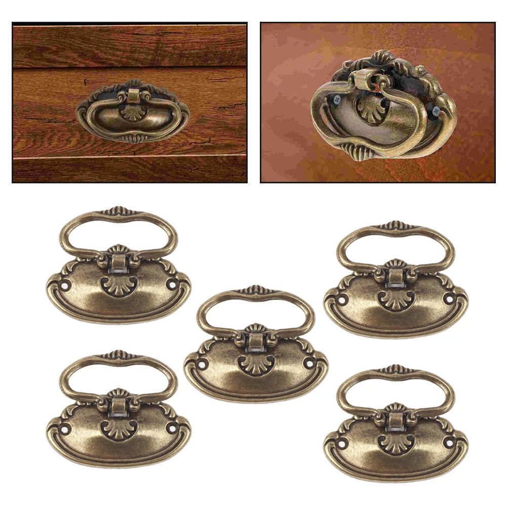 5pcs Retro Kitchen Drawer Cabinet Door Handle Furniture Knobs Drawer Jewelry Box Decorative Handles Furniture Hardware Oasis Select