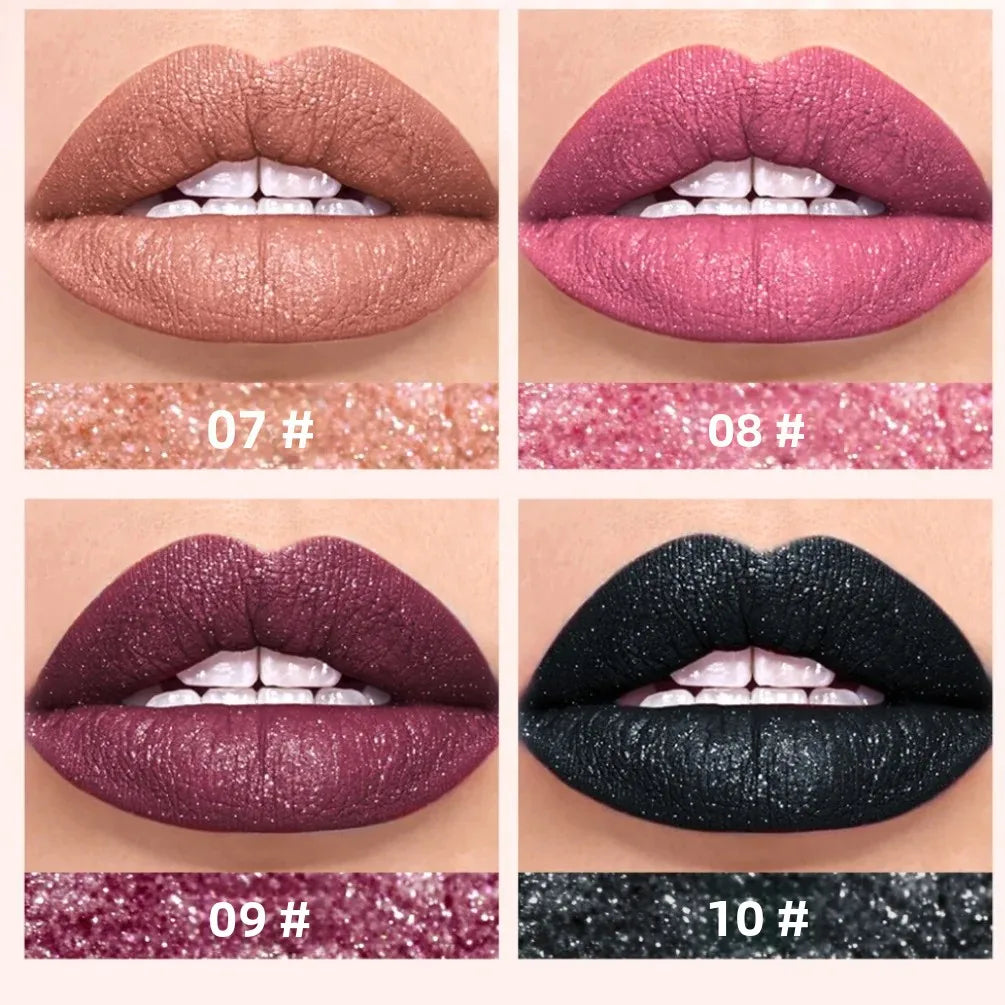 QiBest Diamond Shimmer Lip Gloss – 10 Colors Glitter Pearl Glaze Glitter Lip Gloss Oasis Select