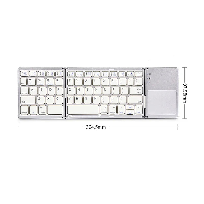 Wireless Folding Keyboard Bluetooth Keyboard With Touchpad For Windows, Android, IOS,Phone,Multi-Function Button Mini Keyboard Oasis Select WHITE