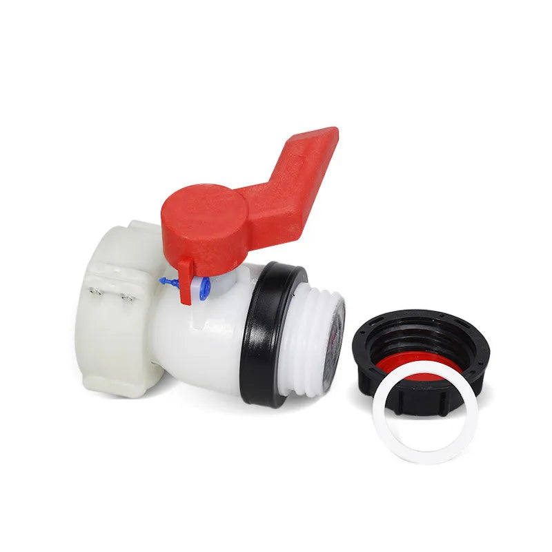 Plastic DN40/DN50 Active/Integrated Garden Butterfly Valve for IBC Water Tank Container 1000L Switch IBC Tank Adapter Oasis Select
