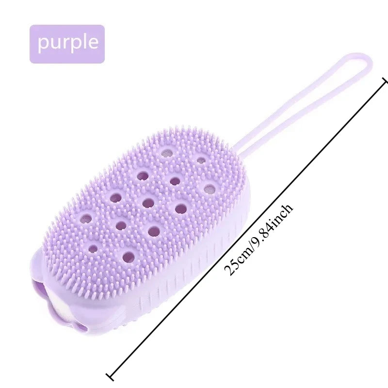 Soft Silicone Body Scrubber Multi-purpose Shower Exfoliating Brush Bubble Massage Sponge for Full Body Skin Cleansing Oasis Select purple