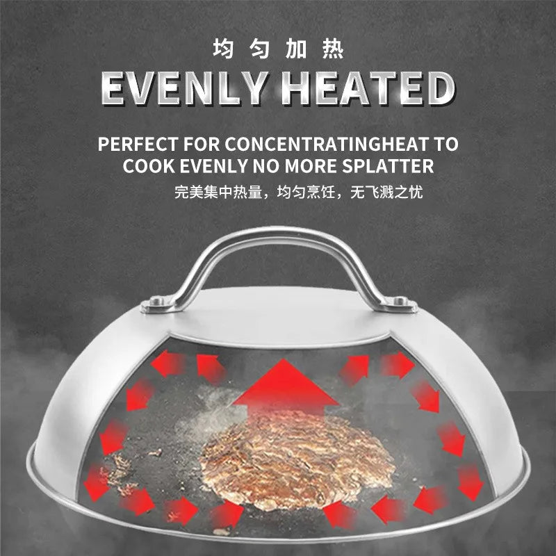 Stainless Steel Basting Cover Heatproof Round Cheese Melting Dome Burger Cover Meal Food Cover Kitchen Cooking Supplies Oasis Select