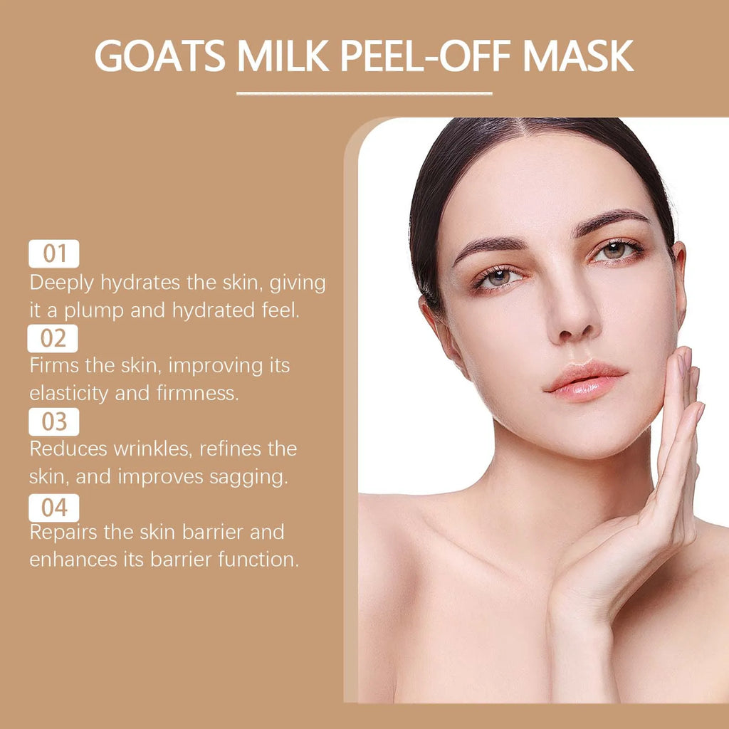 Anti-Fine Line Goat Milk Peel-Off Mask Improves Dullness Brightens Skin Hydrates Gently Cleanses Leaves Facial Skin Soft Smooth Oasis Select