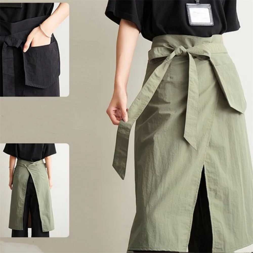 Half Body Kitchen Apron Waterproof Aprons with Split Leg Design Coffee Shop Barber Home Cleaning Work Clothes Oasis Select