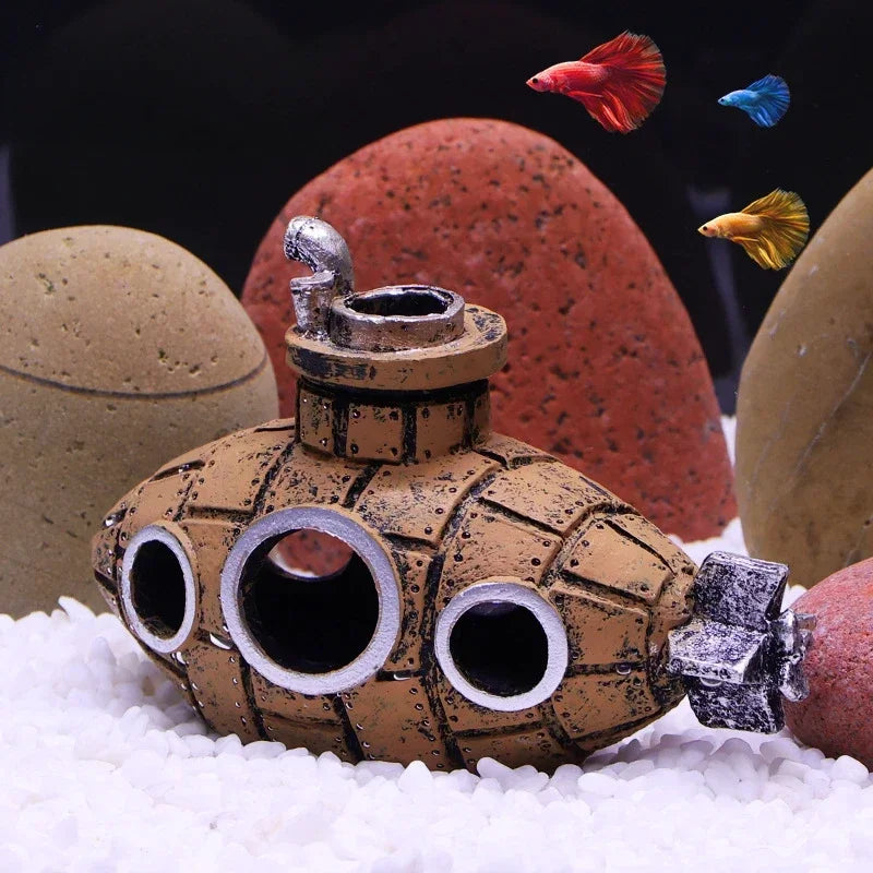 Resin Submarine Ornaments Aquarium Fish Tank Decoration Fish Shrimp Shelter Cave Landscaping Accessories for Aquarium Fish Tank Oasis Select