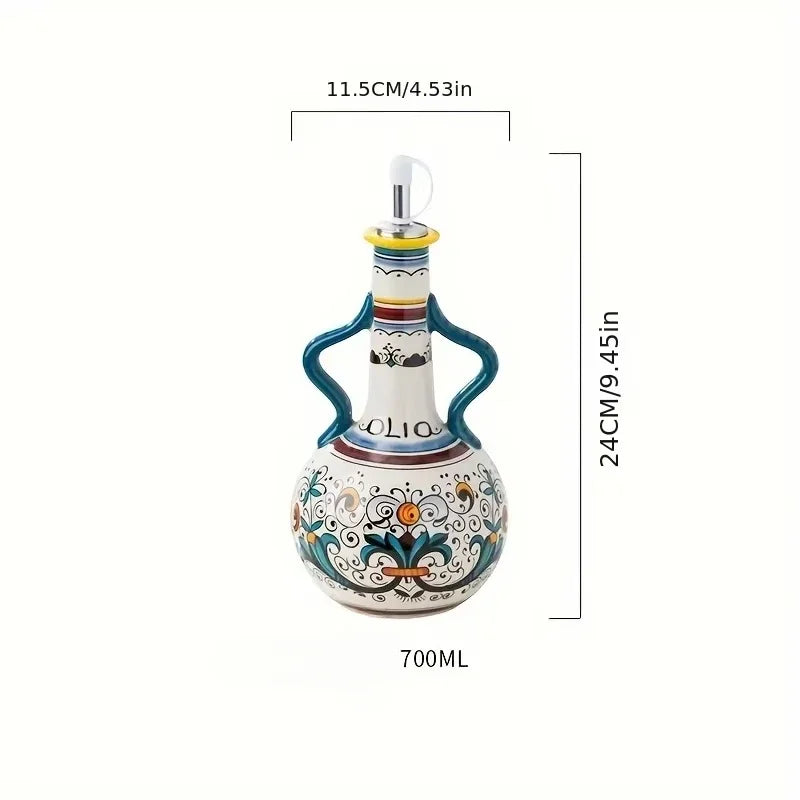 Dual Ear Ceramic Olive Oil Bottles Soy Sauce Vinegar Multifunctional Kitchen Seasoning Drainage Bottle Kitchen Accessories gifts Oasis Select A