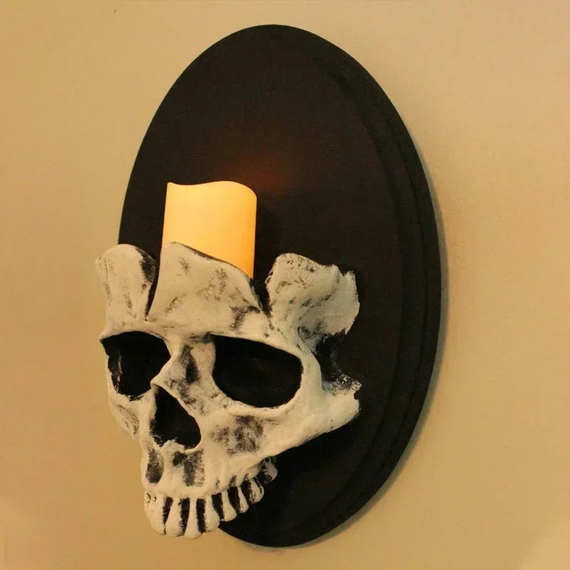 Gothic Style Wall Decoration Resin Handicraft Resin Craft Wholesale Home Decoration Skeleton Candlestick Pendant Oasis Select A