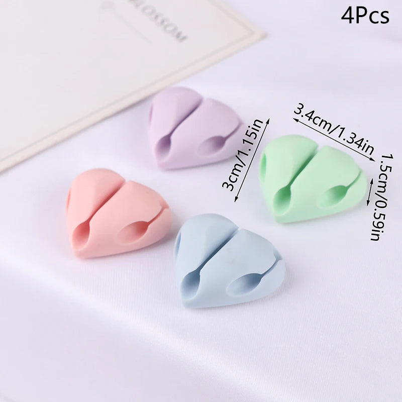 2/4Pcs Cute Love Pineapple Cable Winder Cable Organizer Adhesive Cord Holder Multipurpose Wire Management Clips For Desk Wall Oasis Select 4Pcs Heart