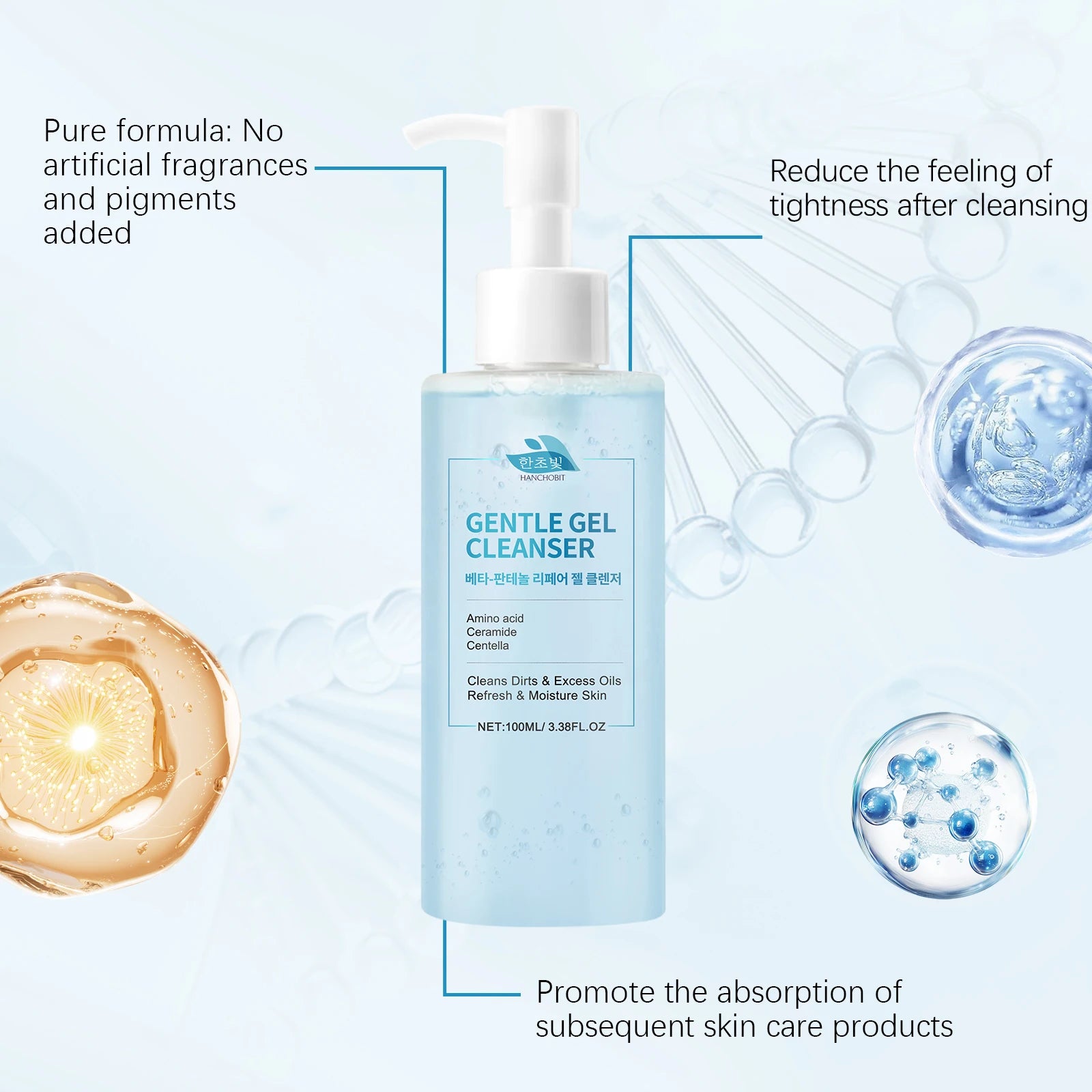 Beta-Panthenol Gel Cleanser: Gentle Cleansing, Leaves Skin Soft and Tender – Transparent Gel, Refreshing Facial Cleanser Oasis Select