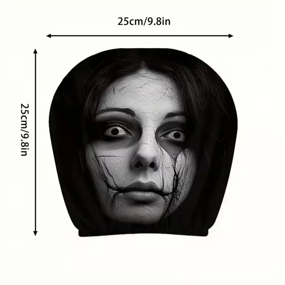 Headrest Covers for Cars 2 Piece Automotive Seat Decorations Cute Scary Face Pattern Cartoon Car Headrest Covers for Decoration Oasis Select A