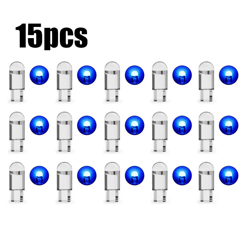 5/10/15pcs 5W LED Canbus T10 Car Lights COB Glass Interior Parts Bulbs 6000K White Auto License Plate Lamp Dome Read Light 12V Oasis Select 15pcs Blue