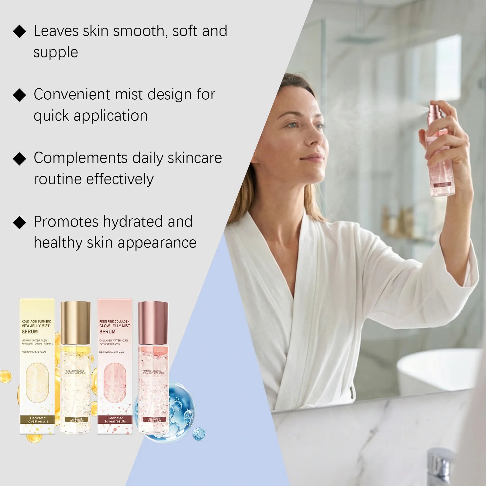 Hyaluronic Acid Face Essence Boost Skin Hydration Calm Facial Redness Firm Brighten Tone Light Texture Collagen Jelly Mist Serum Oasis Select