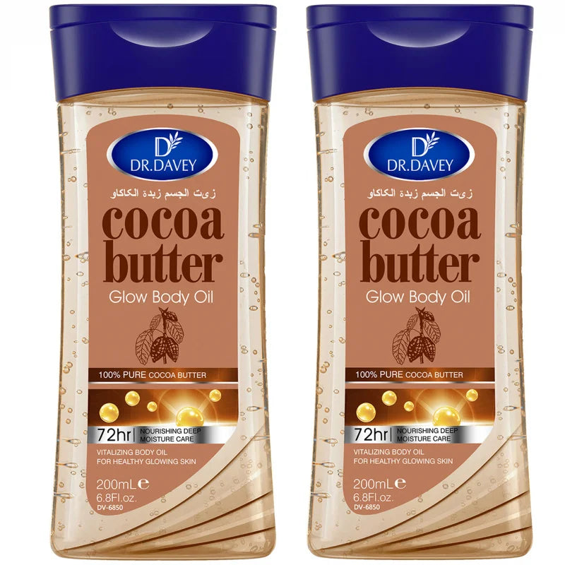 DR.DAVEY Cocoa Butter Glow Body Oil 2×200ml | Skin Moisturizer
