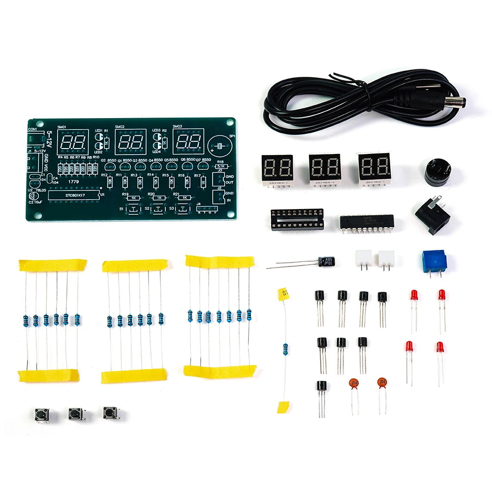 DC 5-12V 6-Digit Red Display Digital Clock Module Electronic Kit 51 Microcontroller Welding Practice DIY Electronic Kit Oasis Select