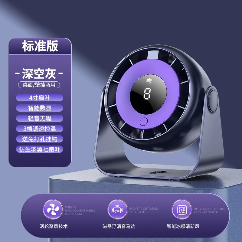 URGGU 5-Speed USB Rechargeable Desktop & Wall Fan | Digital Display