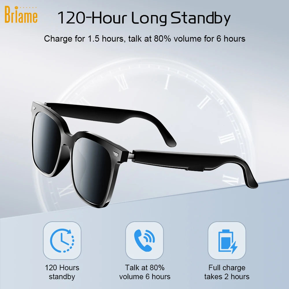 Briame Bluetooth Glasses Earphones Wireless Headphones Built-in Microphone for Sports And Driving Running Glasses Headset Game Oasis Select