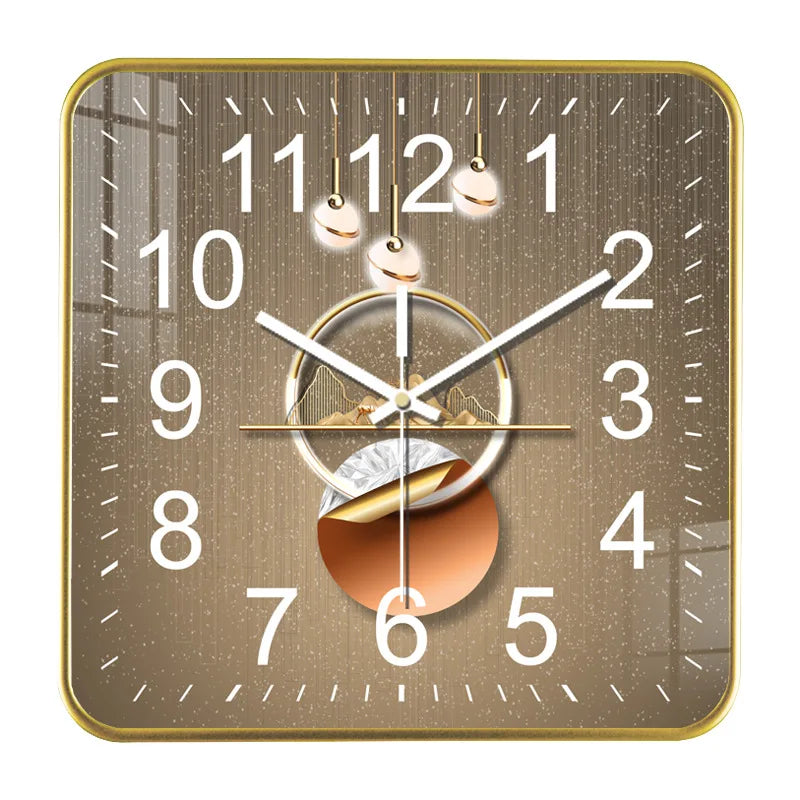 New Square Wall Clock Modern Fashion Light Luxury Wall Clock Mute Living Room Bedroom Quartz Clock Oasis Select