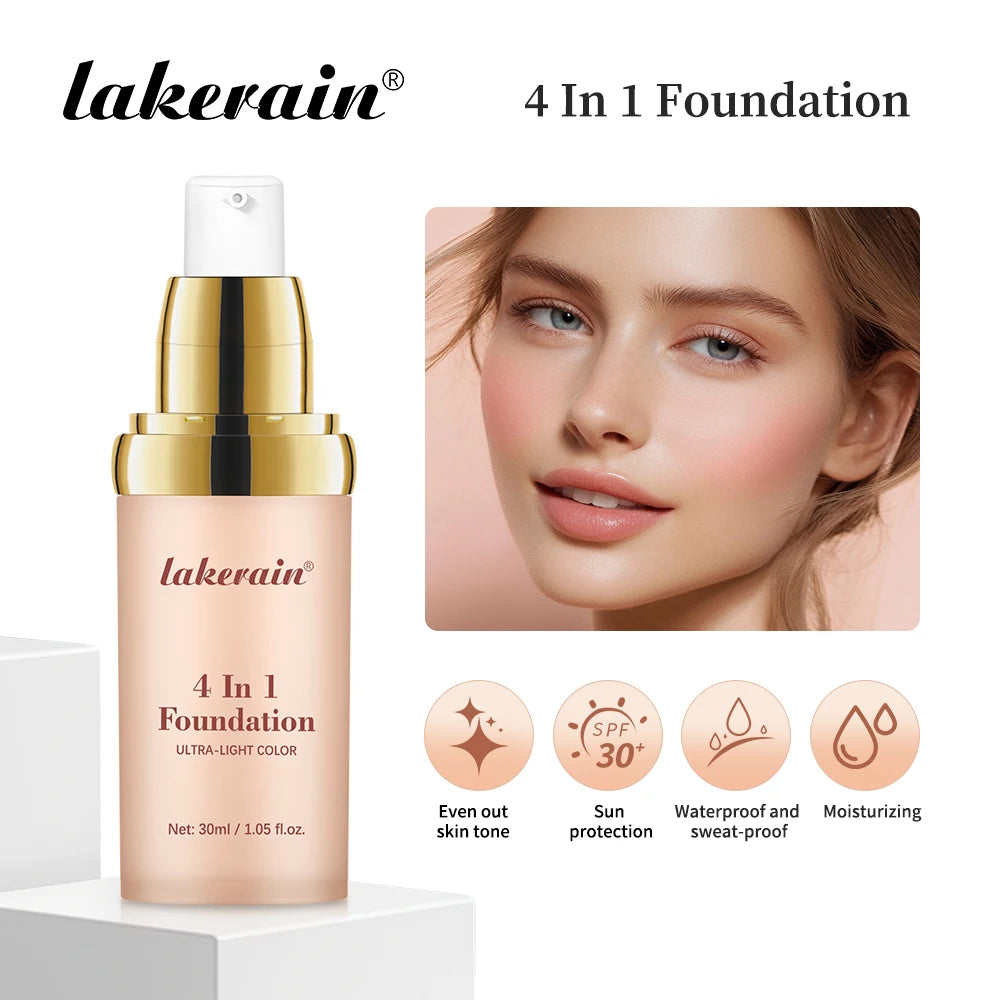 Color Changing Foundation 4 in 1 Moisturizing SPF 30+ Hydrating Color Longwearing Waterproof Travel Coverage Makeup Base Oasis Select
