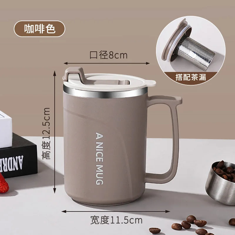 450ML Stainless Steel Insulated Coffee Mug with Detachable Tea Strainer, Leak-Proof Lid, and Handle - Double-Walled Thermal Cup Oasis Select Coffee 450ml