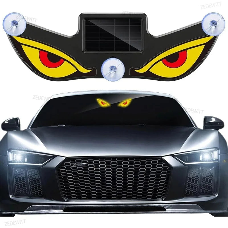 Solar Powered Neon LED Car Ambient Lamp Durable Wireless Cool Devil Eye Suction Cup USB Rechargeable Breathing Decoration Light Oasis Select Y3 1PC