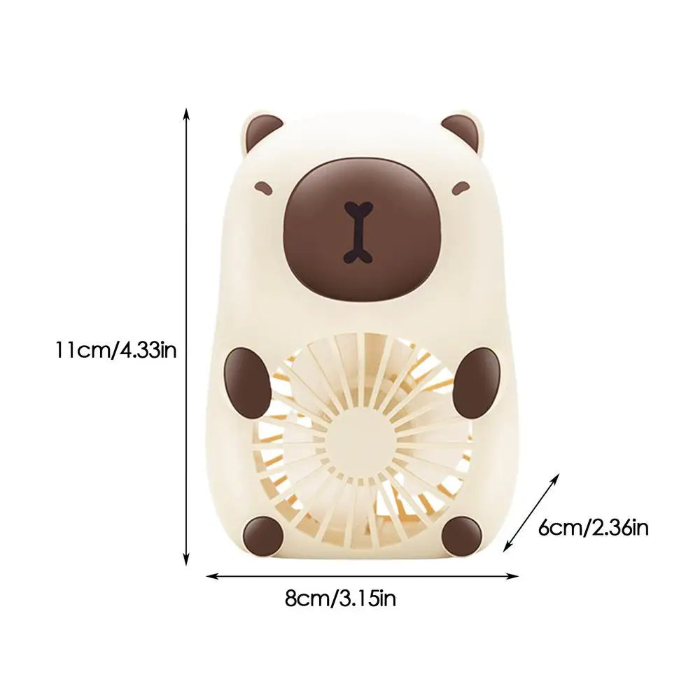 Animal Fan Handheld Electric Capybara Fan USB Charging 3-Speed Air Coolers Personal Cooling Devices Handheld Desktop Mini Fan Oasis Select White
