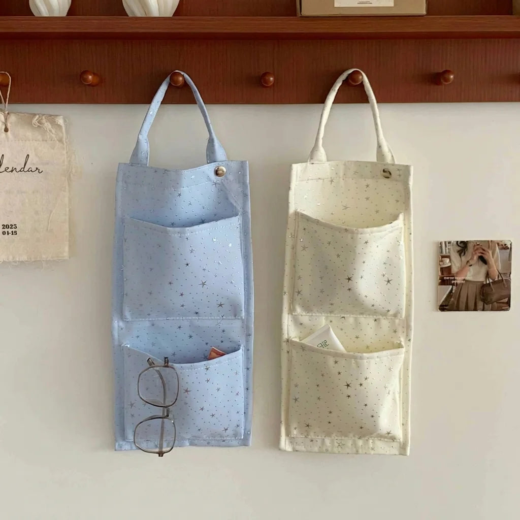Star Pattern Hanging Storage Soft Fabric Hanging Organizer Wall Mount Storage Bag Modern Multi Pocket Storage Bag For Closet Oasis Select
