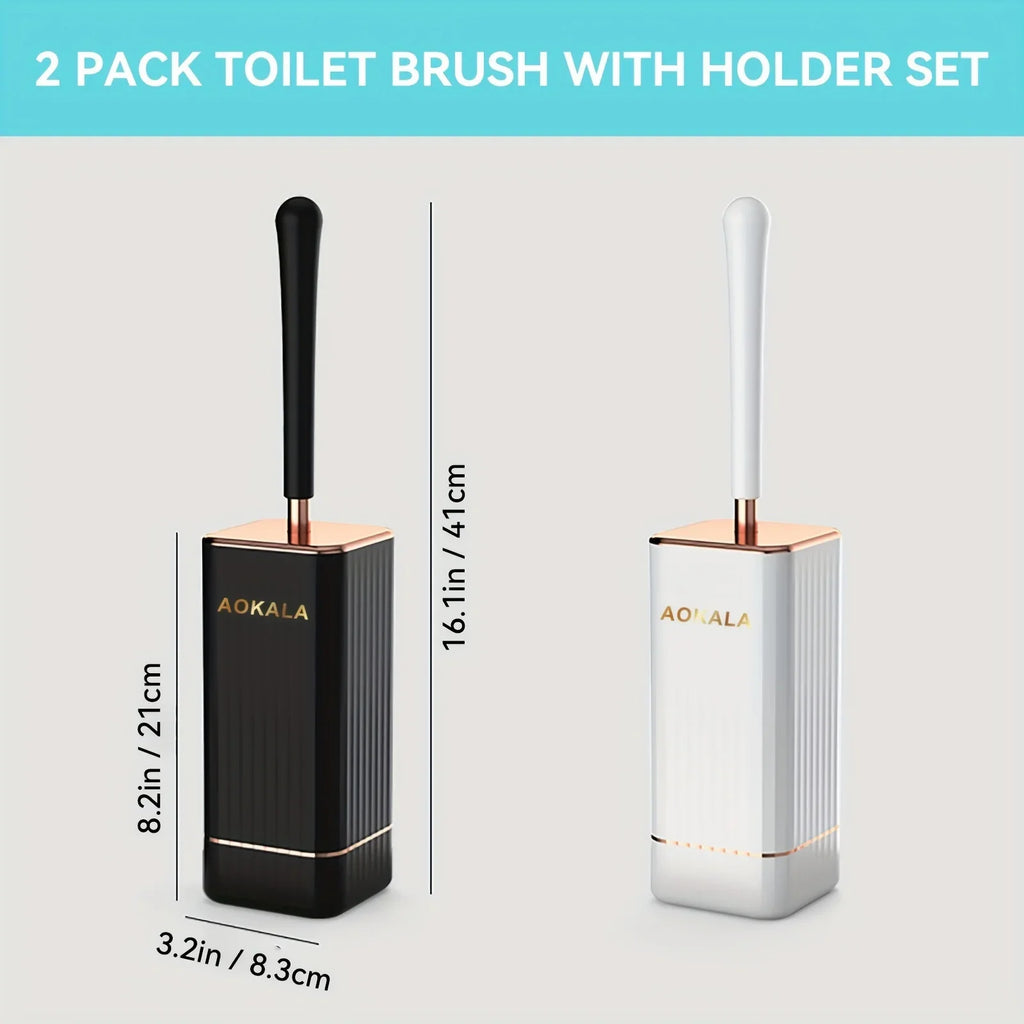 Silicone Toilet Brush Set Long Handle No Drill Wall Mounted Quick Dry Leak Proof for Bathroom Deep Cleaning Durable Multi Use Oasis Select