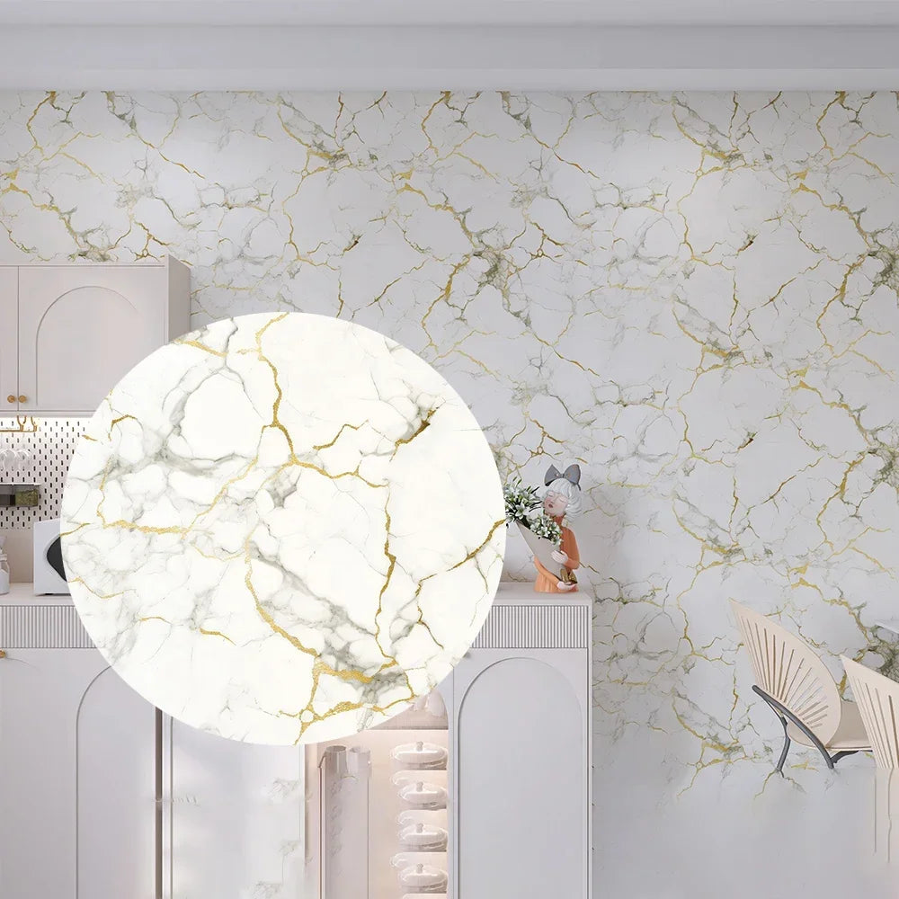Marble-Patterned Wall Sticker 40cm Wide Waterproof Stain-Resistant And Oil-Resistant PVC Self-Adhesive Wallpaper For Kitchens. Oasis Select