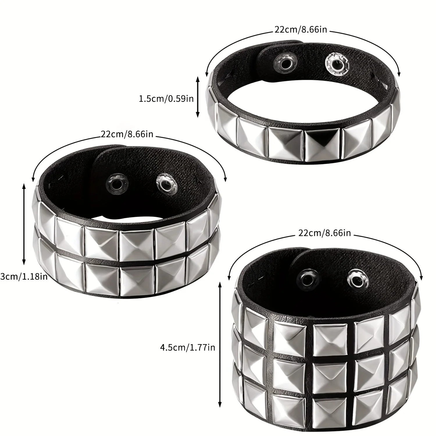 Gothic Nail Bracelet Punk Hip-Hop Rivets Casual Couple Bracelet Party New Year's Christmas Valentine's Day Birthday Gift Oasis Select