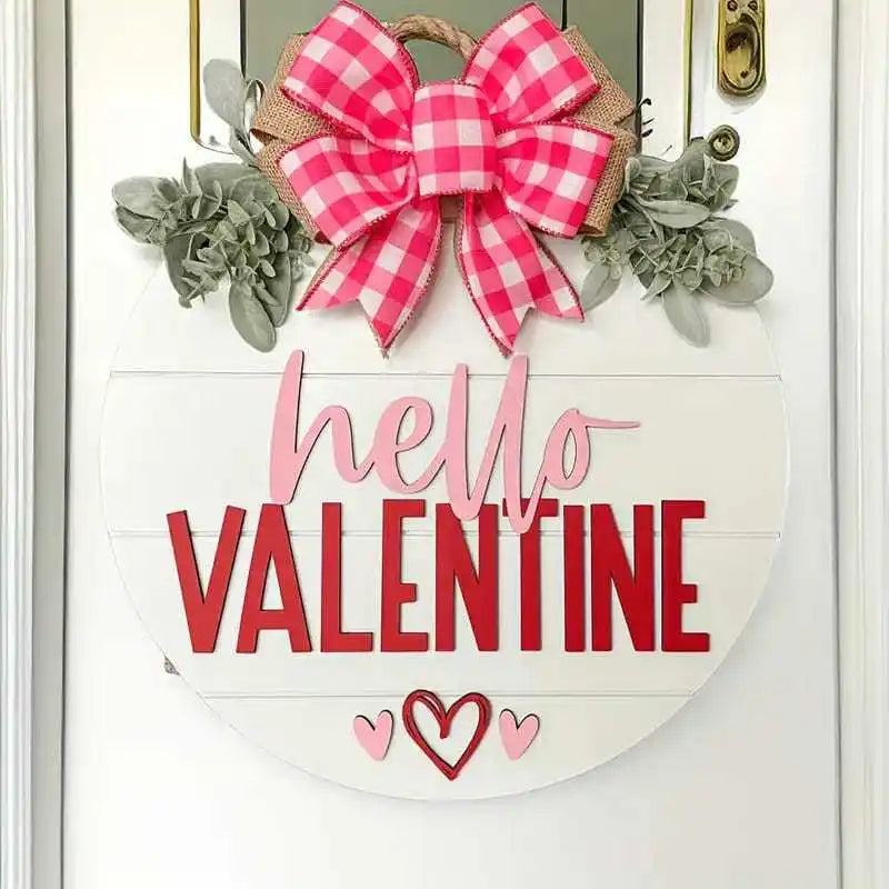 Valentine's Day Wreath Door Hanging Hello Valentine Love Card Door Hanging Home Holiday Wall Hanging Oasis Select