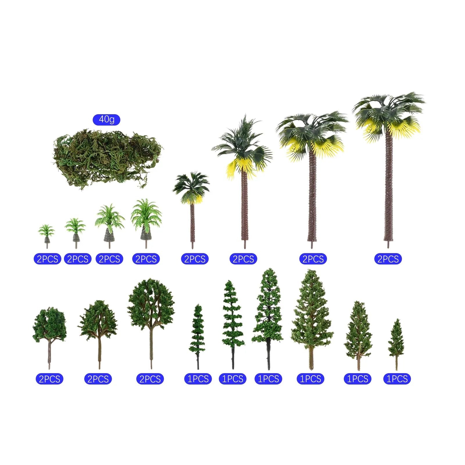 28Pcs Miniature Craft Trees Different Sizes and Styles for DIY Micro-landscape Decoration,realistic Architectural Models Durable Oasis Select