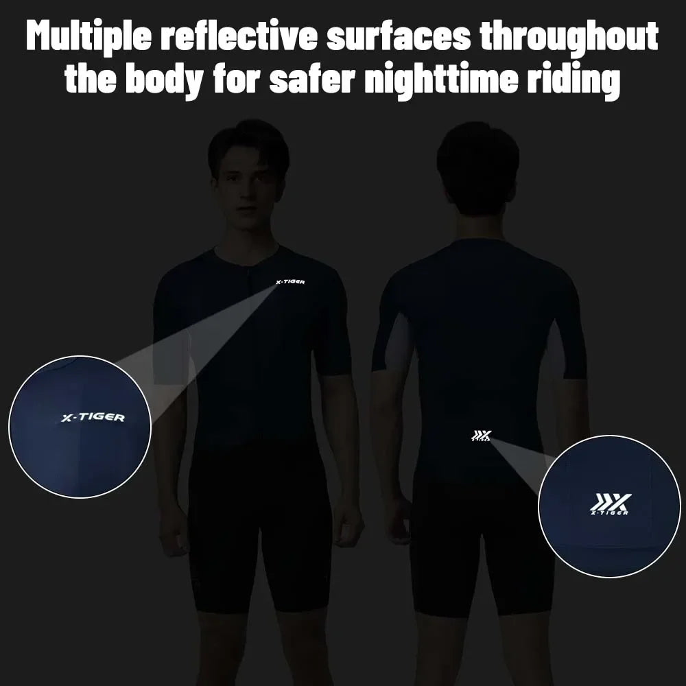X-TIGER High Quality Cycling Jersey Sports Breathable Short Shirt Slim Bicycle Clothes Professional Men TMB Road Racing Jersey Oasis Select