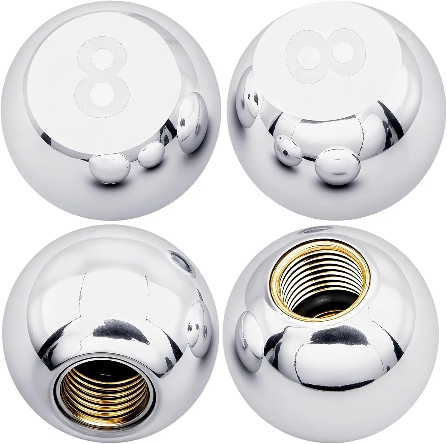 Copper Core Dustproof Tire Valve Stem Covers Pool 8 Ball Style Tire Valve Stem Caps for Cars, SUV, Trucks, Bikes, Motorcycles Oasis Select Silver