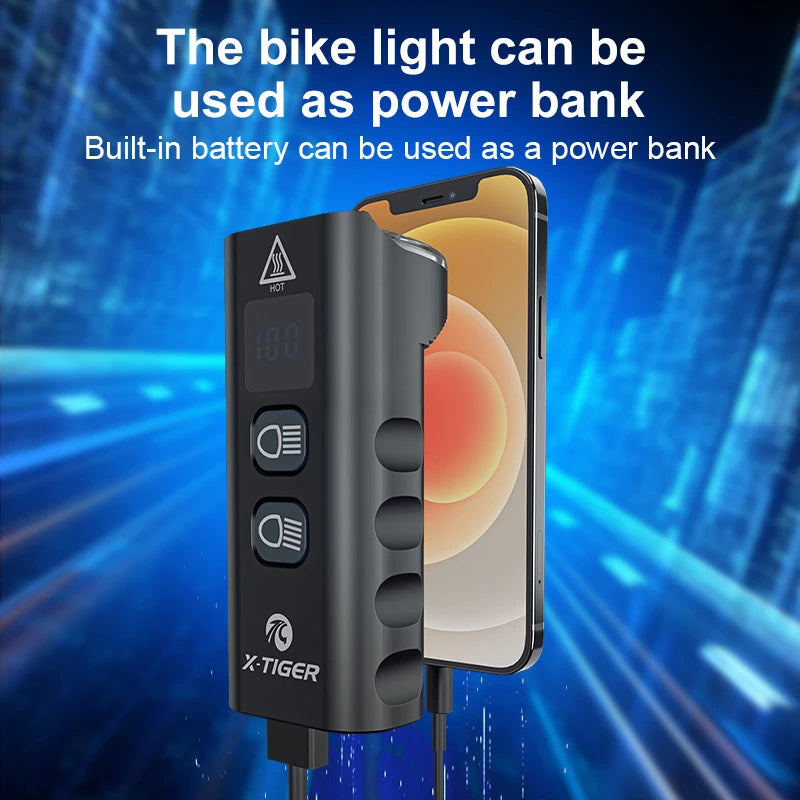 X-TIGER Bike Front Light 6400mA Rechargeable Bicycle Light 2400LM Cycling Headlight LED Flashlight MTB Bike Lamp Oasis Select