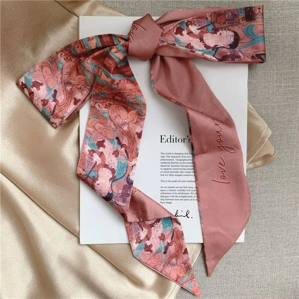 New Floral Headband Ribbon Oil Painting Headscarves Chinese Style Floral Scarf Oasis Select 3