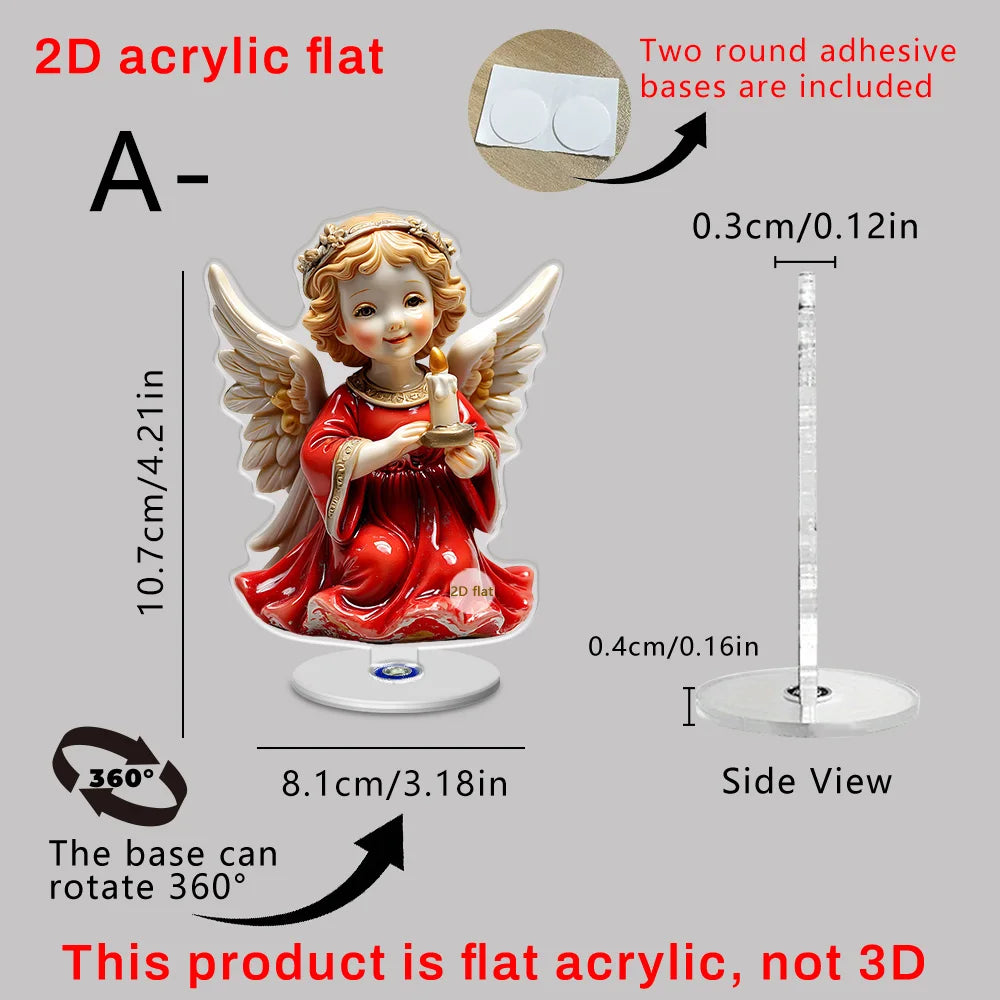 2D Acrylic Angel Figurine, 360-degree Rotatable Tabletop Ornament, Perfect For Christmas Decoration Oasis Select angel-A