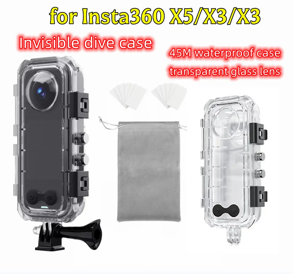 Insta360 X5/X4/X3 Invisible Dive Case – 45M Waterproof Housing