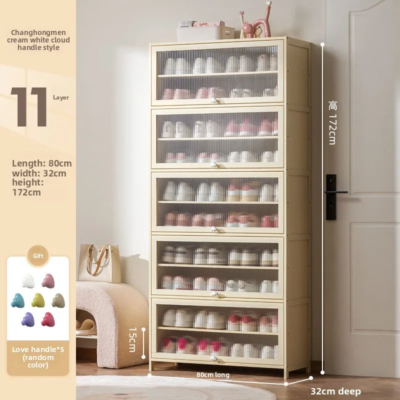 Cream wind dopamine shoe cabinet household simple door multi-layer dust storage shoe rack Oasis Select Eleventh floor 80