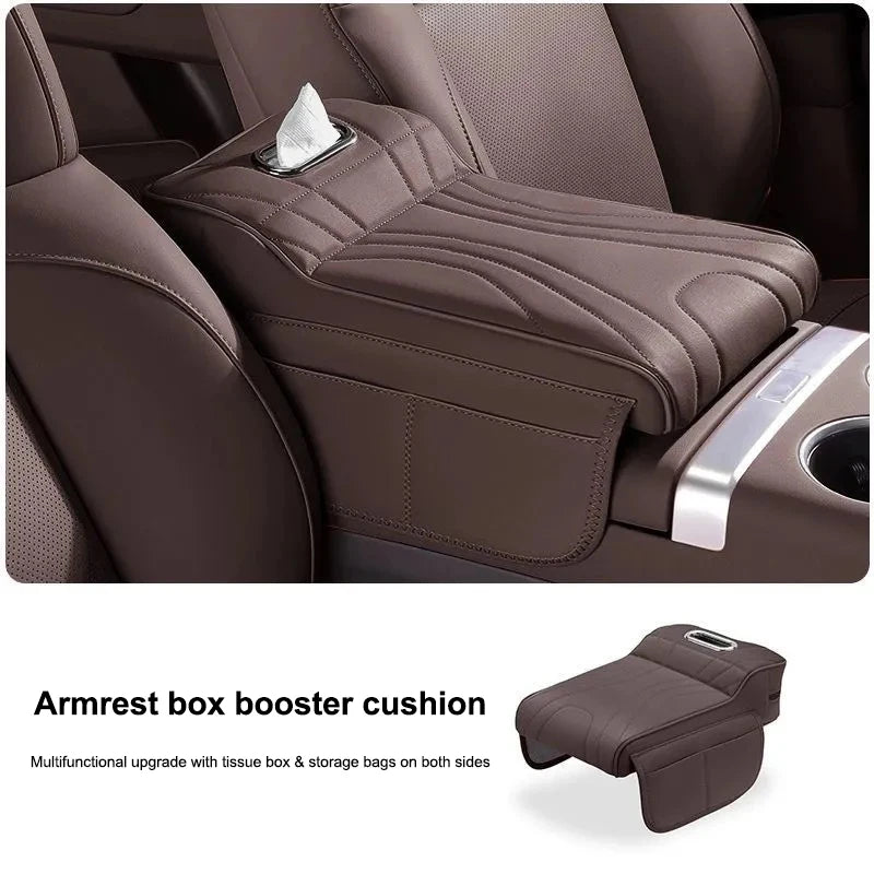 Enhanced Car Armrest Cushion with Tissue Box: Thicker Side Extension Pad for Console Oasis Select A6