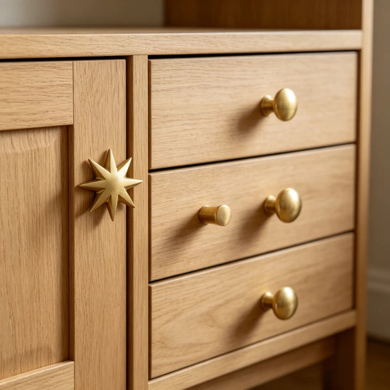 Brass Furniture Golden Polka Dot Door Solid Pure Copper Light Luxury French Wardrobe Door Copper Drawer Cabinet Handle Oasis Select